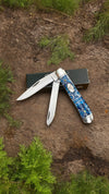 Aztec pattern Trapper Knive Blue